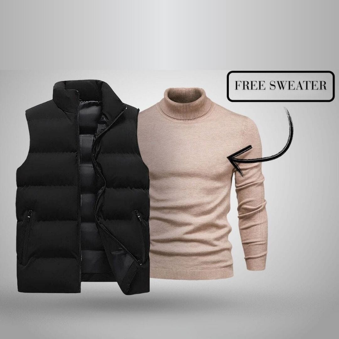 Vest + Exclusive Free Sweater (CLEARANCE) Ralph Lauren Elorien Black Beige M