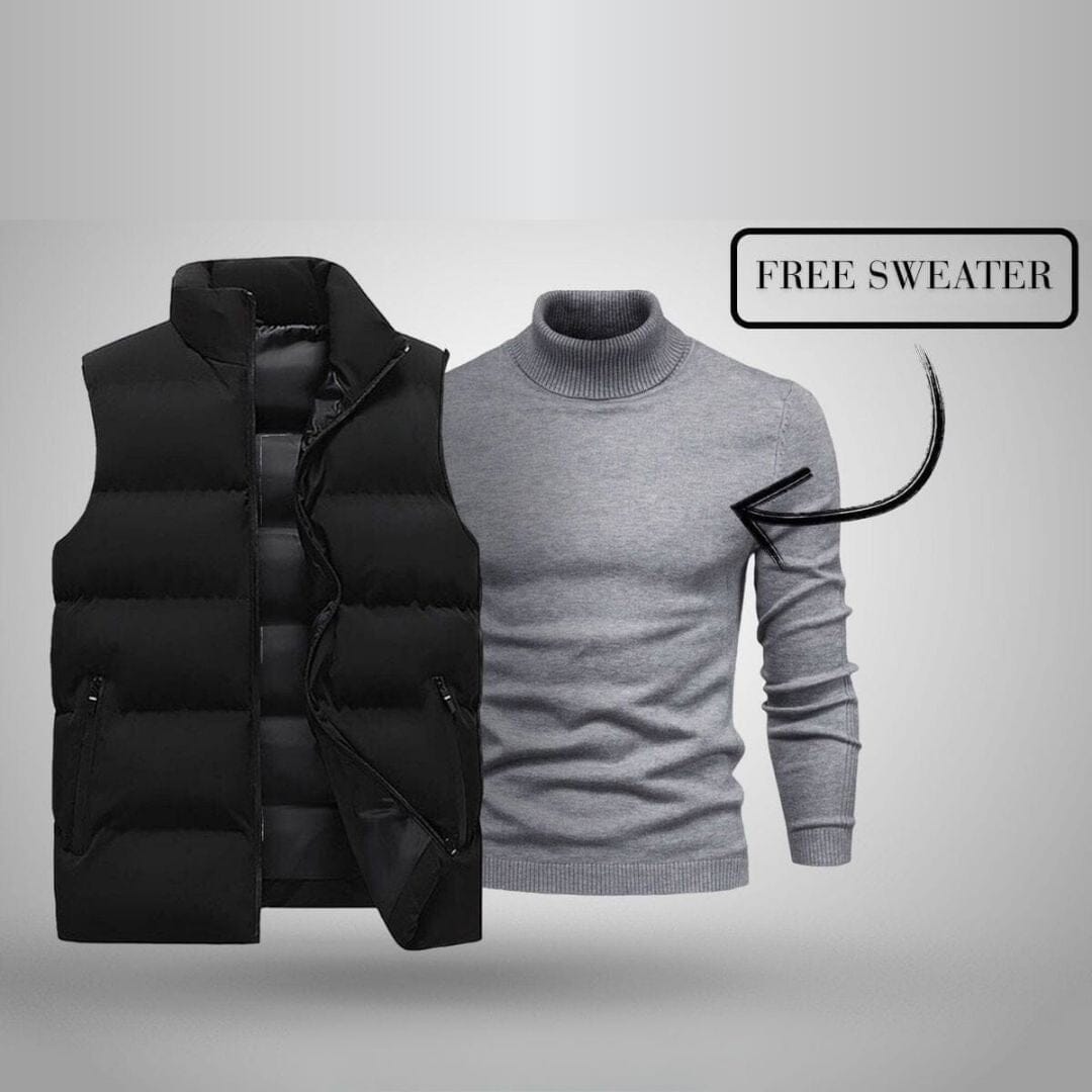 Vest + Exclusive Free Sweater (CLEARANCE) Ralph Lauren Elorien Black Gray M