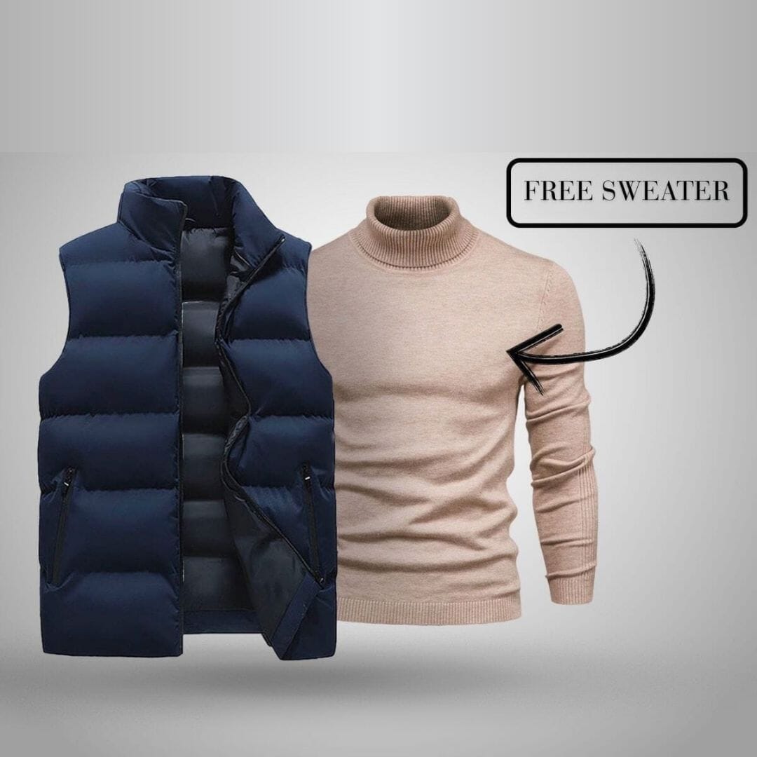 Vest + Exclusive Free Sweater (CLEARANCE) Ralph Lauren Elorien Blue Beige M